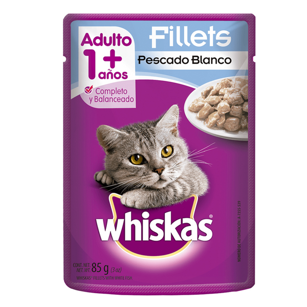 Sobre de Whiskas Gatos Adultos Pescado Blanco y Atún 85 g